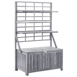 Storage Box with Trellis Grey 99x55x160 cm Solid Acacia Wood