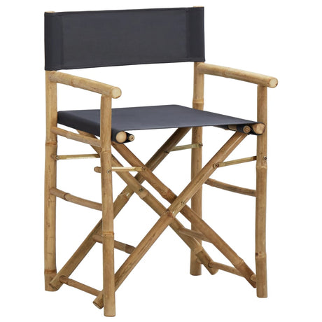 Folding Director's Chairs 2 pcs Dark Grey Bamboo and Fabric