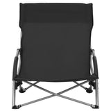 Folding Beach Chairs 2 pcs Black Fabric