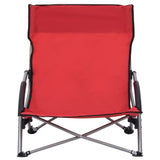 Folding Beach Chairs 2 pcs Red Fabric