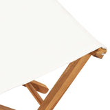 Folding Chairs 2 pcs Solid Teak Wood and Fabric Cream White