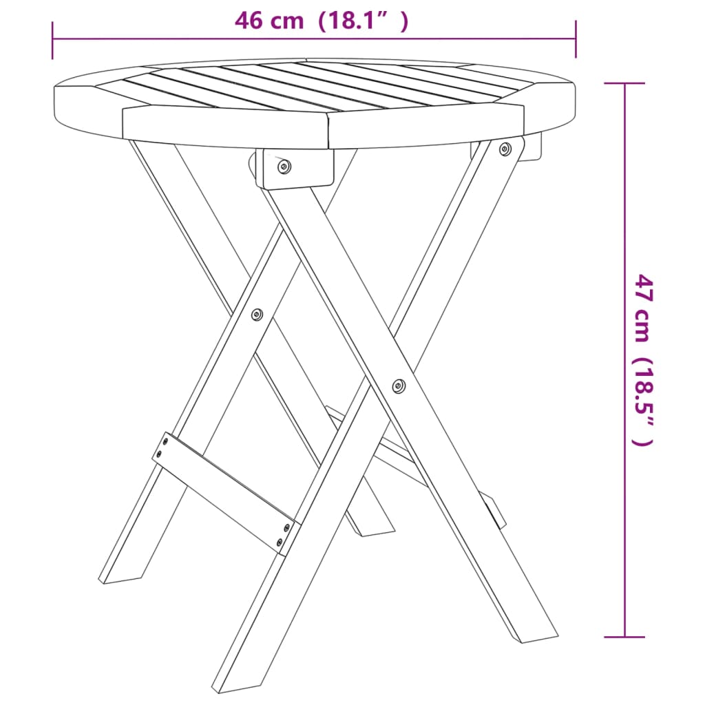 Bistro Table Ø46x47 cm Solid Wood Acacia