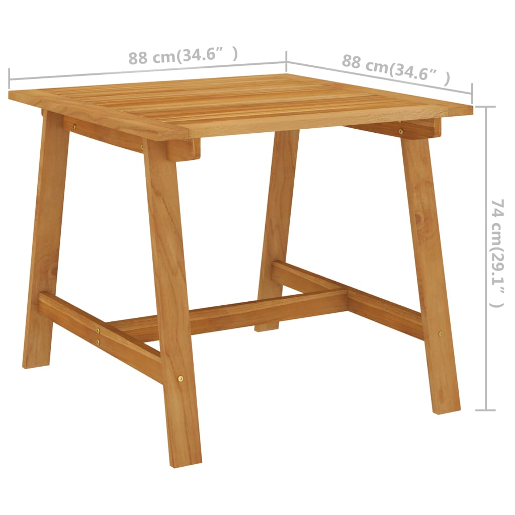 Garden Dining Table 88x88x74 cm Solid Acacia Wood