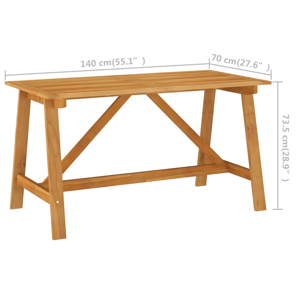 Garden Dining Table 140x70x73.5 cm Solid Acacia Wood