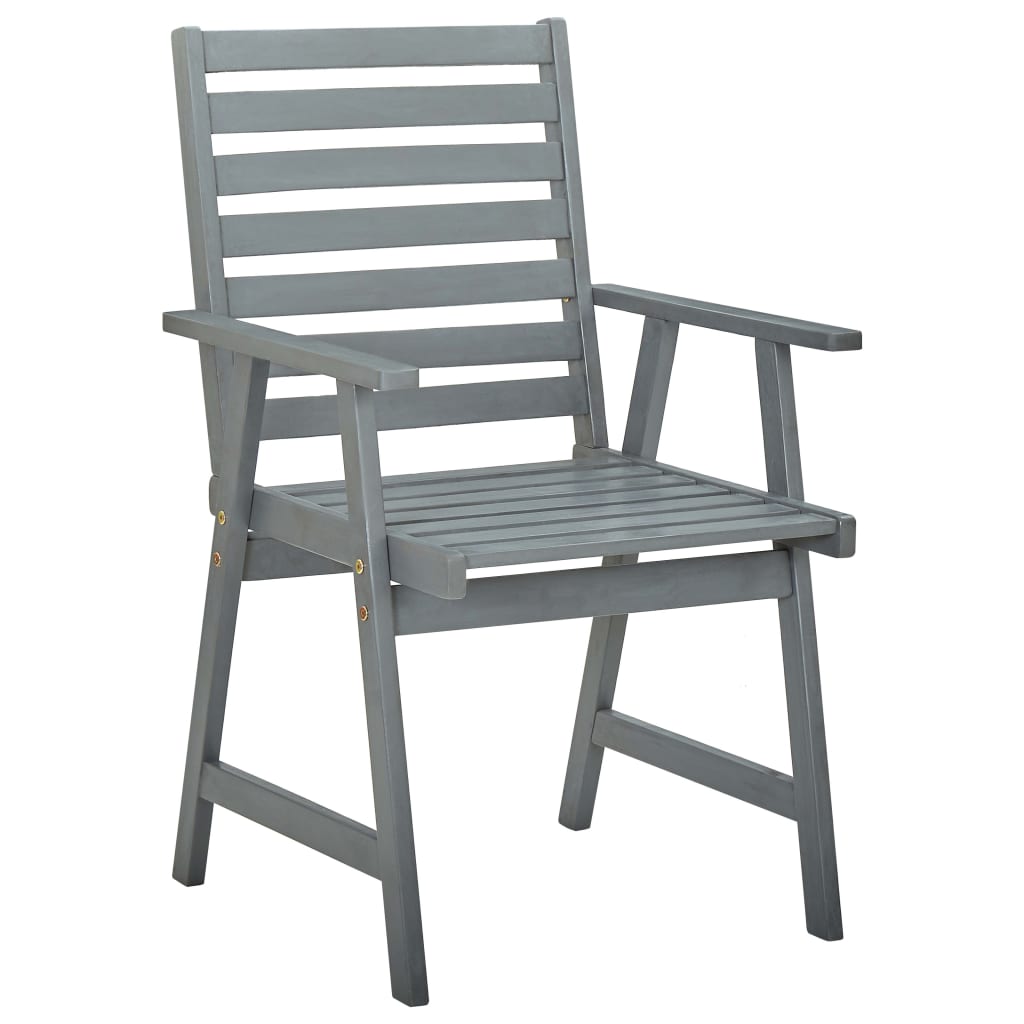 Outdoor Dining Chairs 3 pcs Grey Solid Acacia Wood