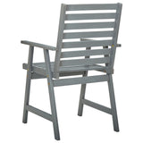 Outdoor Dining Chairs 3 pcs Grey Solid Acacia Wood