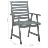 Outdoor Dining Chairs 3 pcs Grey Solid Acacia Wood