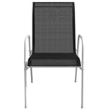 vidaXL Stackable Garden Chairs 2 pcs Steel and Textilene Black