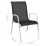 vidaXL Stackable Garden Chairs 2 pcs Steel and Textilene Black