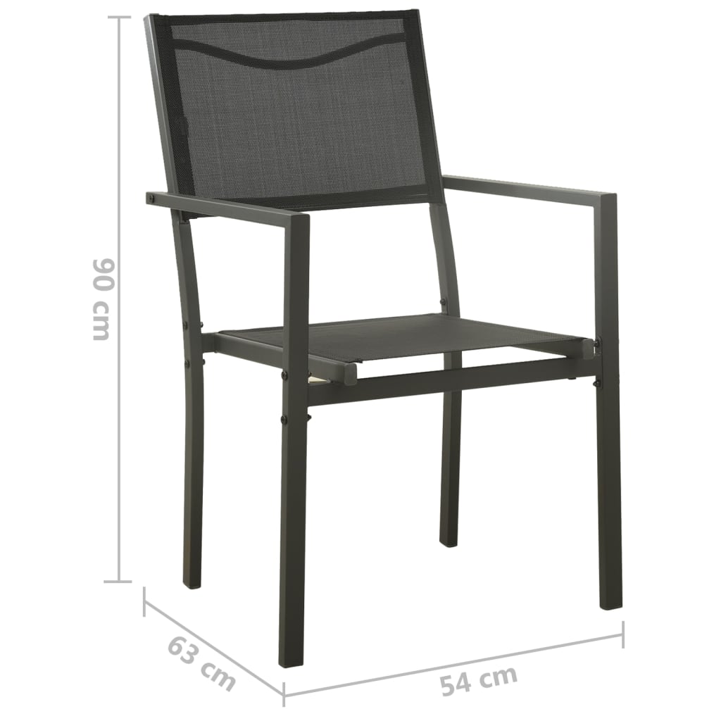 Garden Chairs 4 pcs Textilene and Steel Black and Anthracite