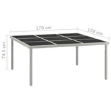 Garden Dining Table 170x170x74.5 cm Glass and Steel