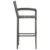 vidaXL Bar Stools 4 pcs Grey Poly Rattan