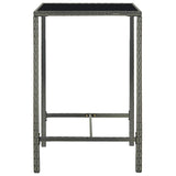 Garden Bar Table Grey 70x70x110 cm Poly Rattan and Glass
