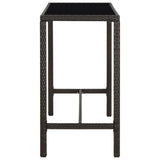 Garden Bar Table Brown 130x60x110 cm Poly Rattan and Glass