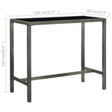 Garden Bar Table Grey 130x60x110 cm Poly Rattan and Glass