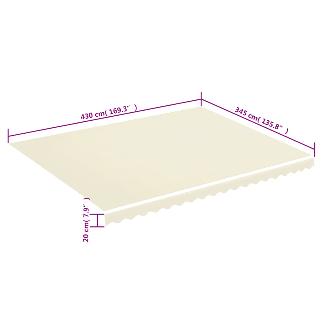 Replacement Fabric for Awning Cream 4.5x3.5 m