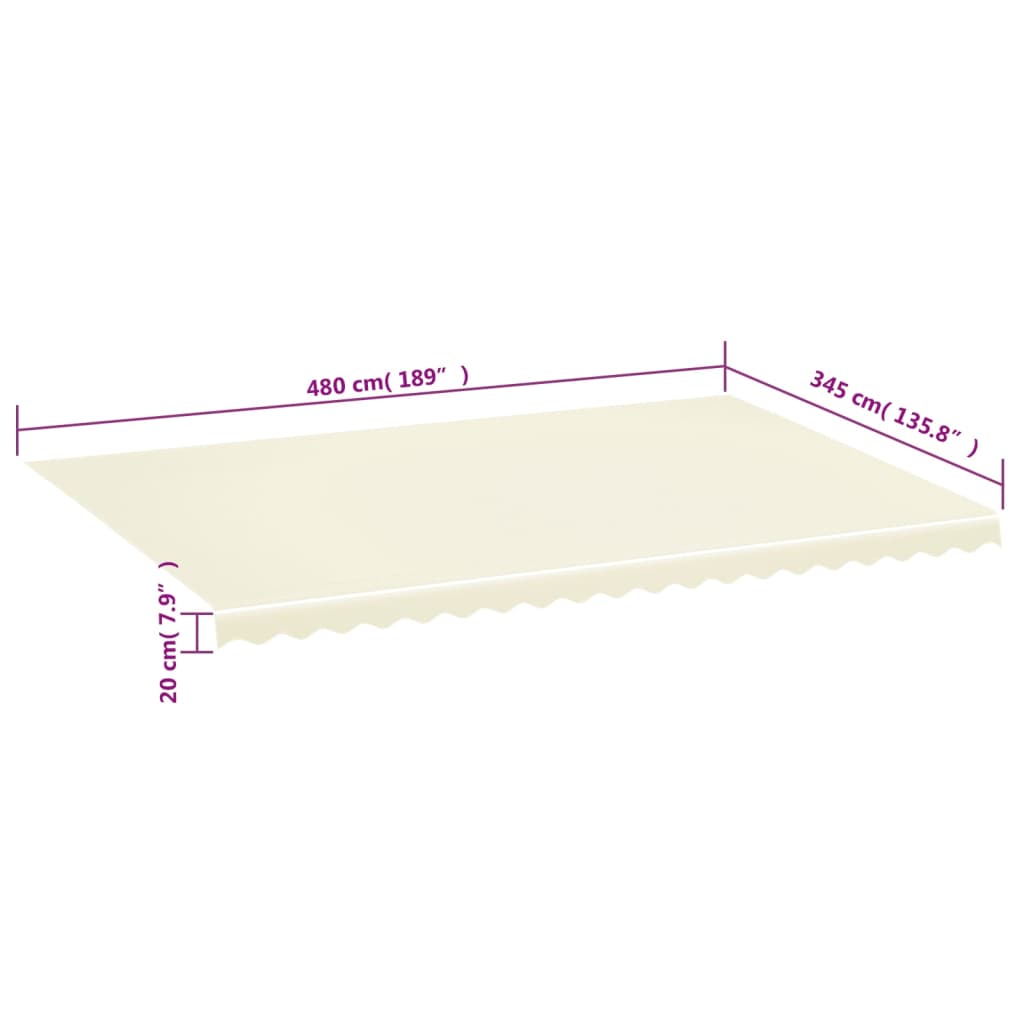 Replacement Fabric for Awning Cream 5x3.5 m