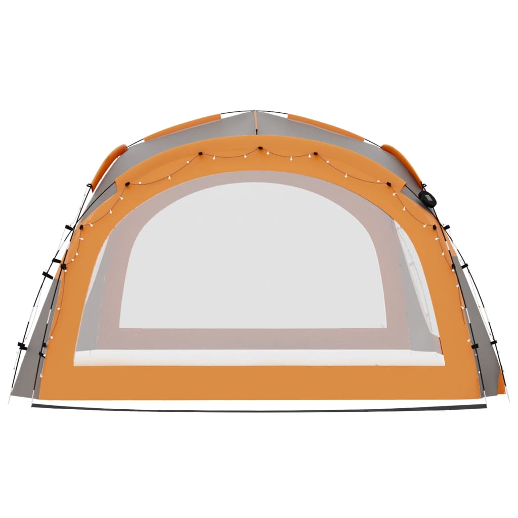 Party Tent with LED and 4 Sidewalls 3.6x3.6x2.3 m Grey&Orange