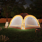 Party Tent with LED and 4 Sidewalls 3.6x3.6x2.3 m Grey&Orange