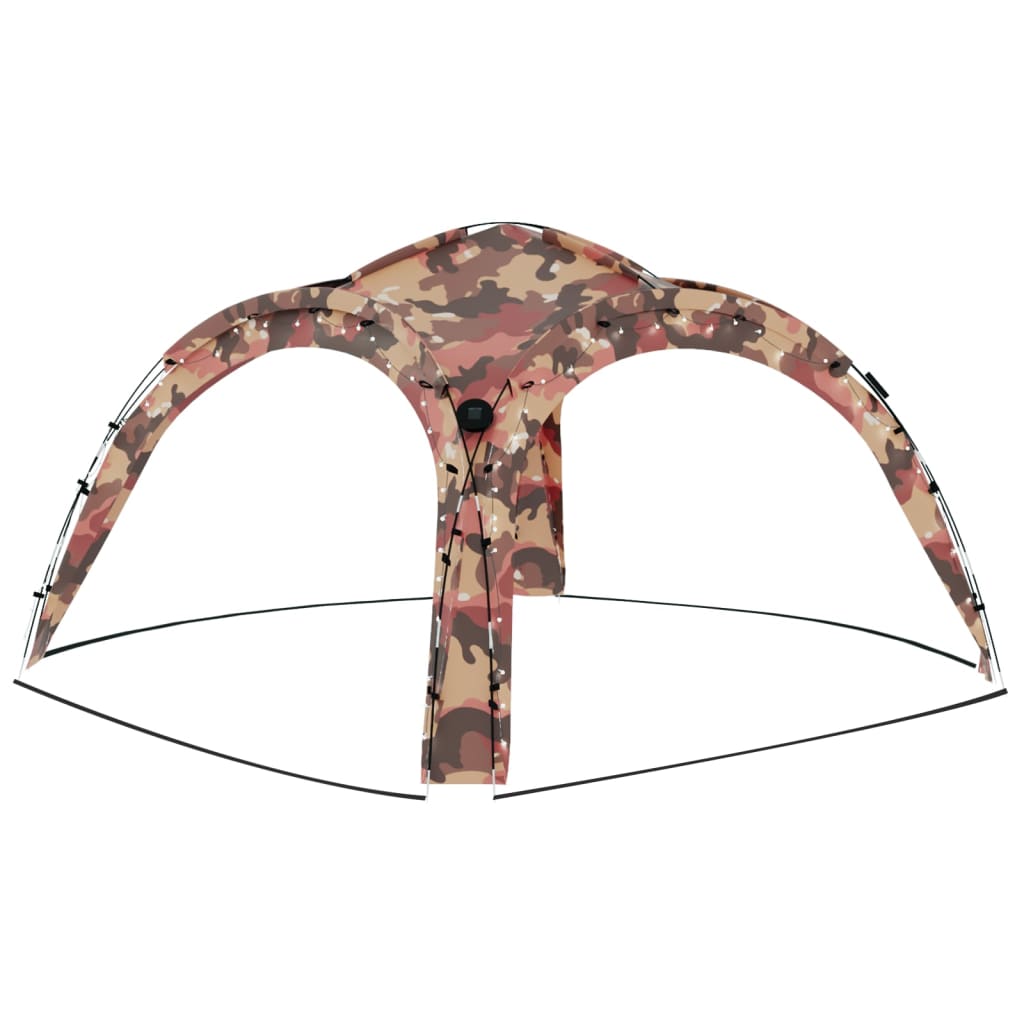 Party Tent with LED and 4 Sidewalls 3.6x3.6x2.3 m Camouflage