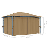 Gazebo with Curtain 400x300 cm Taupe Aluminium