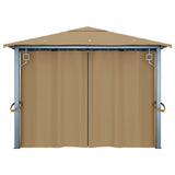 Gazebo with Curtain 400x300 cm Taupe Aluminium