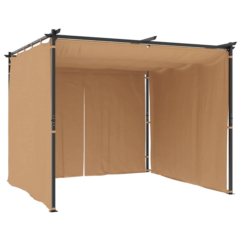 Gazebo with Curtains 3x3 m Taupe Steel