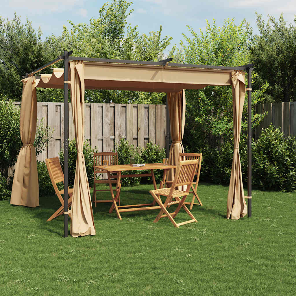 Gazebo with Curtains 3x3 m Taupe Steel