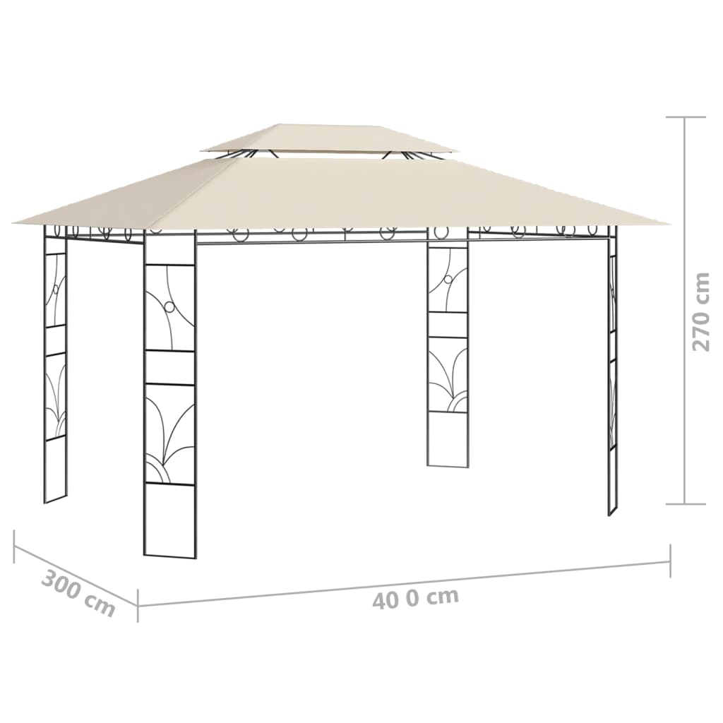 Gazebo 4x3x2.7 m Cream 160 g/m²