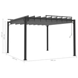 Gazebo with Louvered Roof 3x3 m Anthracite Fabric and Aluminium