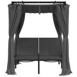 Double Sun Lounger with Side and Top Curtains Anthracite