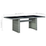 Garden Table Light Grey Poly Rattan and Tempered Glass