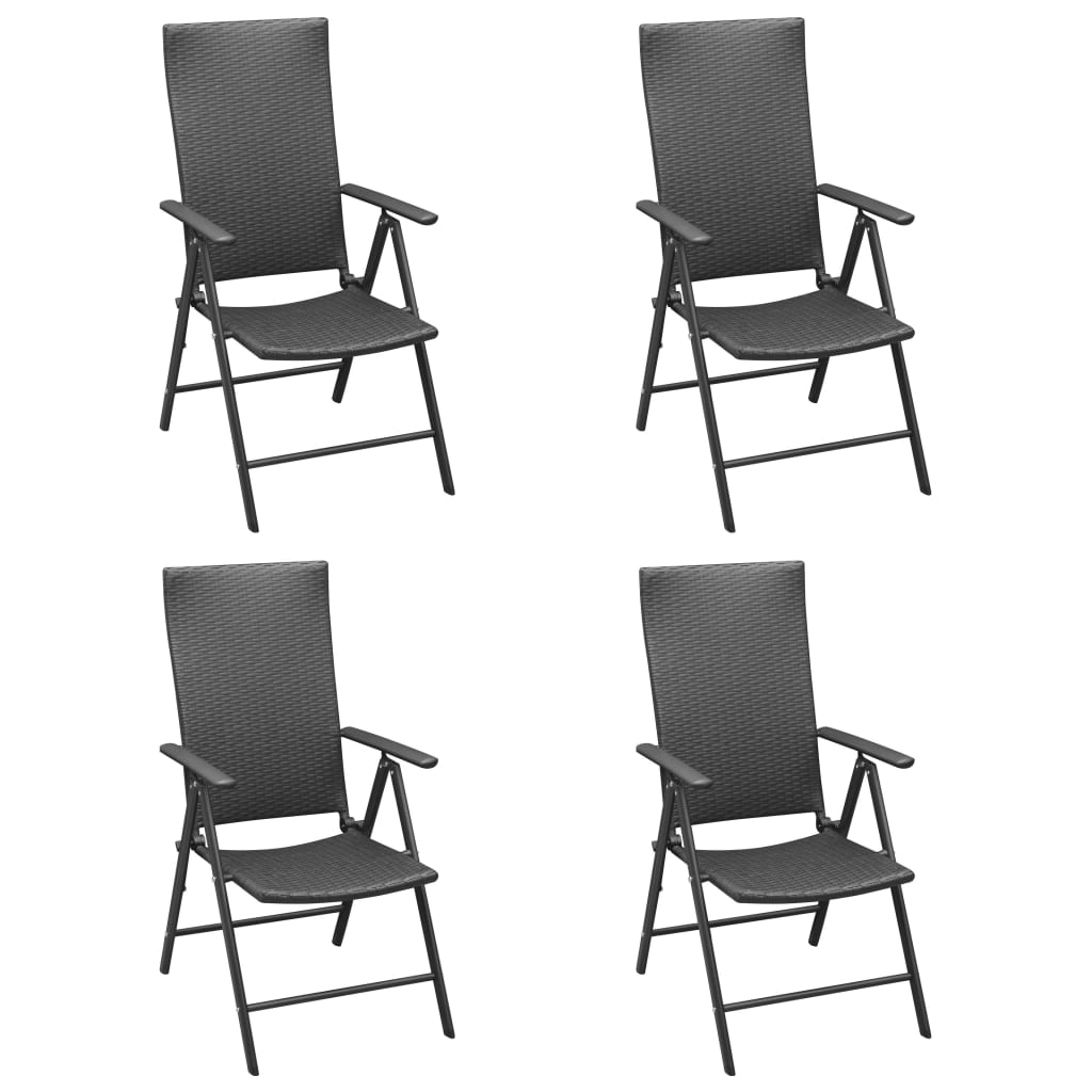 vidaXL Garden Chairs 4 pcs Poly Rattan Black