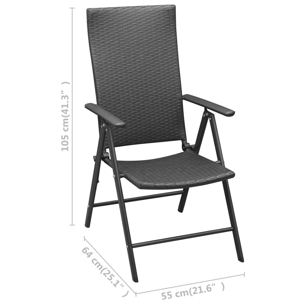 Garden Chairs 4 pcs Poly Rattan Black