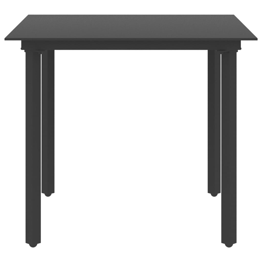 Garden Dining Table Black 80x80x74 cm Steel and Glass