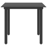 Garden Dining Table Black 80x80x74 cm Steel and Glass