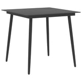 Garden Dining Table Black 80x80x74 cm Steel and Glass