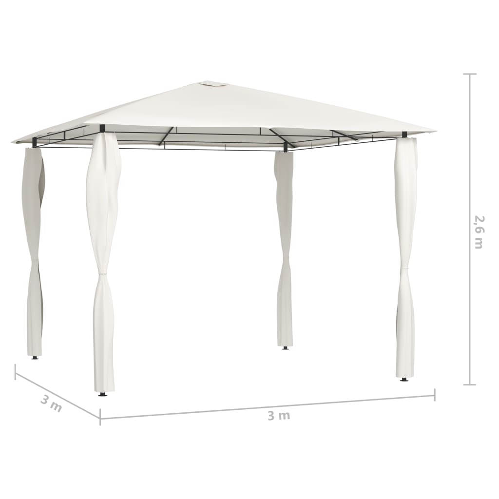 Gazebo with Post Covers 3x3x2.6 m Cream 160 g/m²