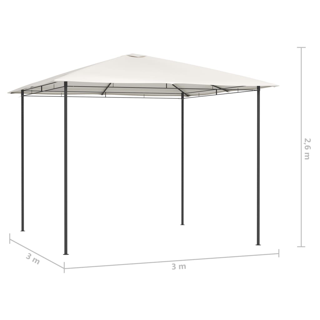 Gazebo 3x3x2.6 m Cream 160 g/m²