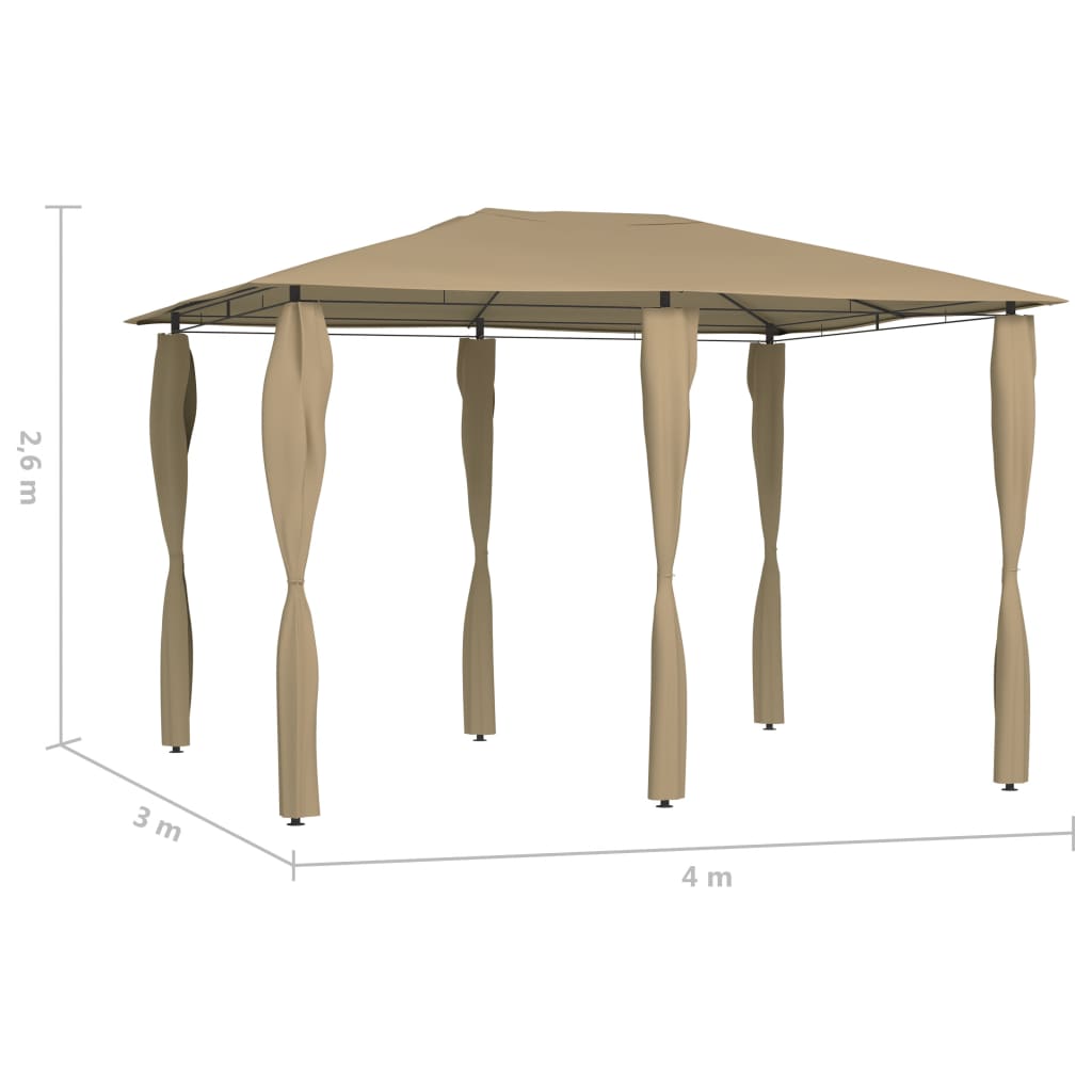 Gazebo with Post Covers 3x4x2.6 m Taupe 160 g/m²