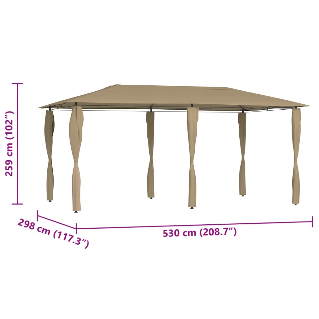 Gazebo with Post Covers 2.98x5.3x2.59 m Taupe 160 g/m²