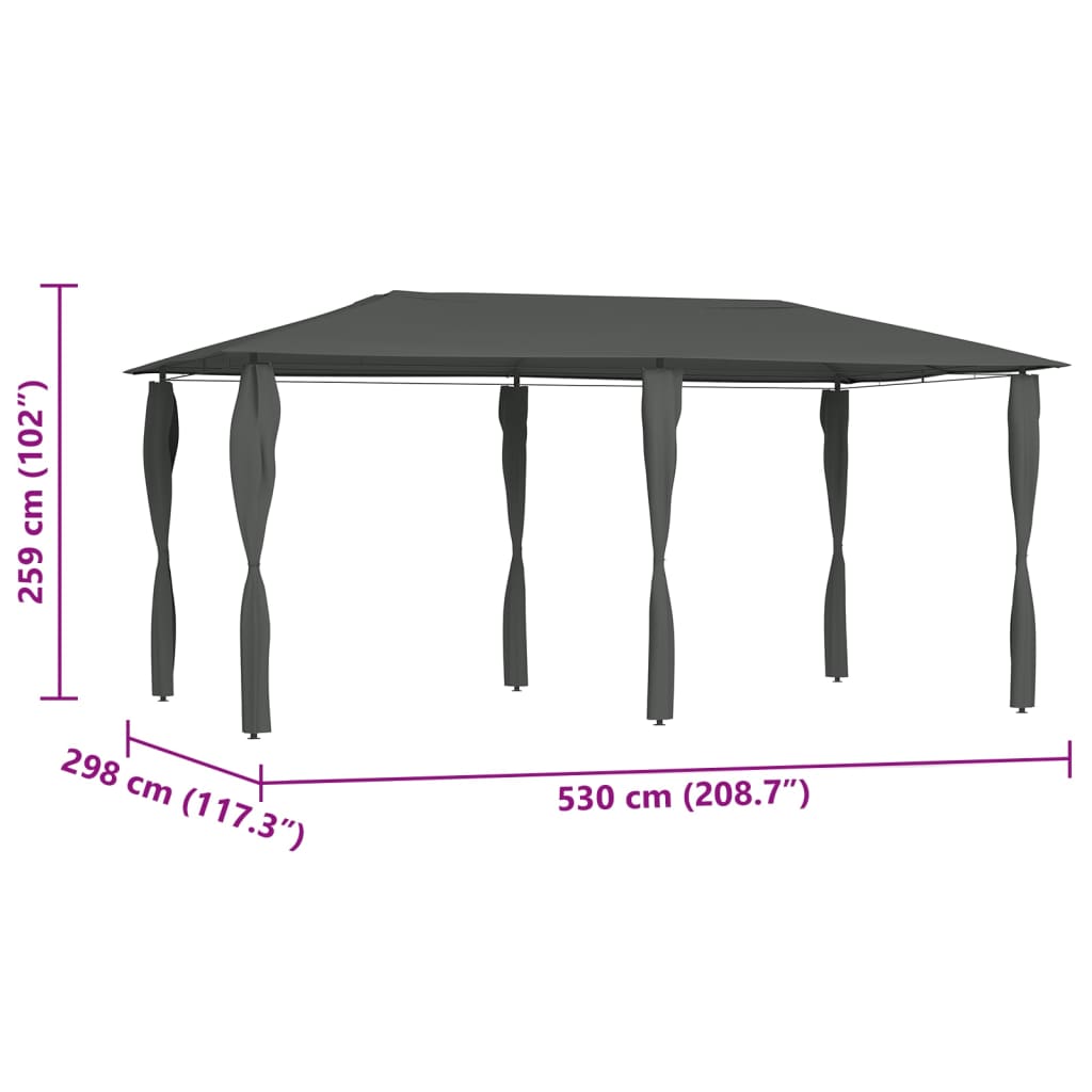 Gazebo with Post Covers 2.98x5.3x2.59 m Anthracite 160 g/m²