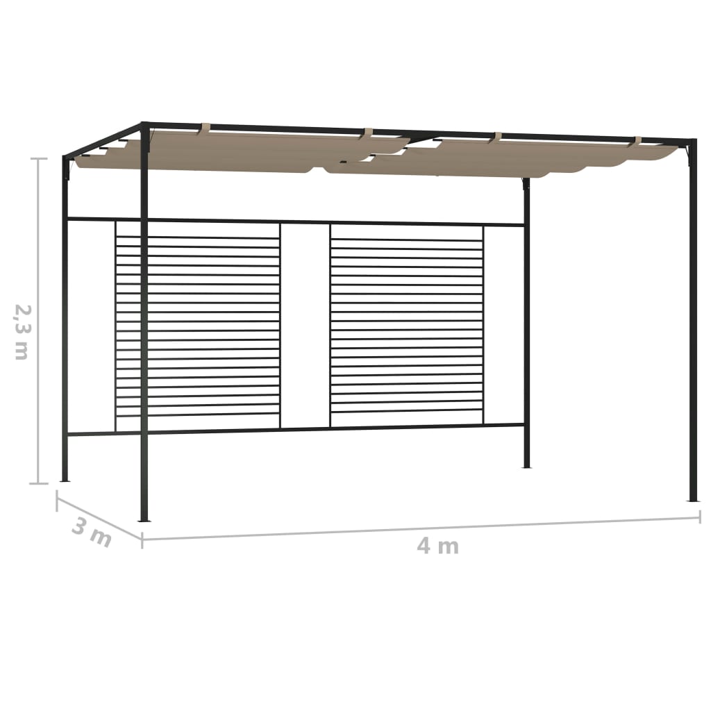 Gazebo with Retractable Roof 3x4x2.3 m Taupe 180 g/m²