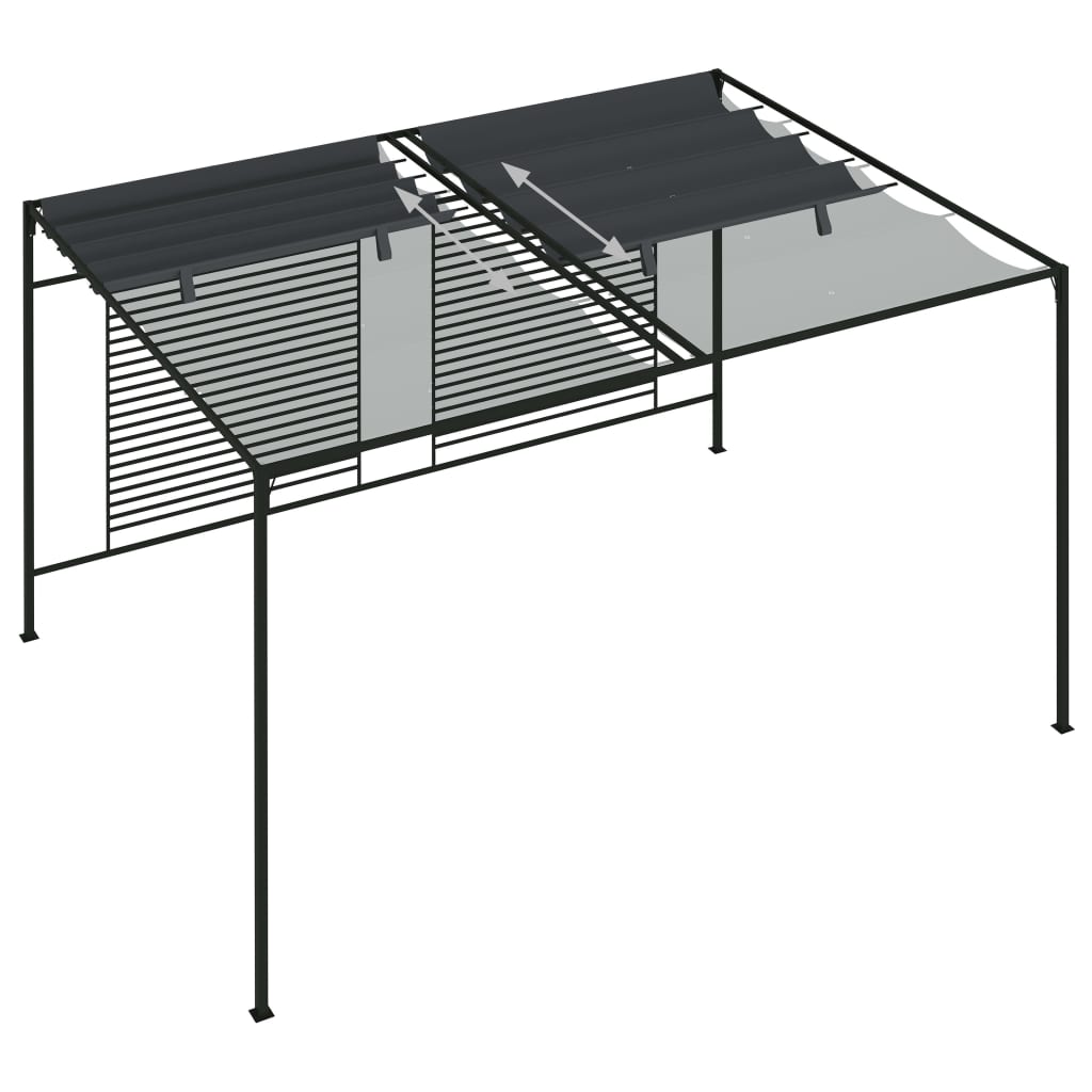 Gazebo with Retractable Roof 4x3x2.3 m Anthracite 180 g/m²