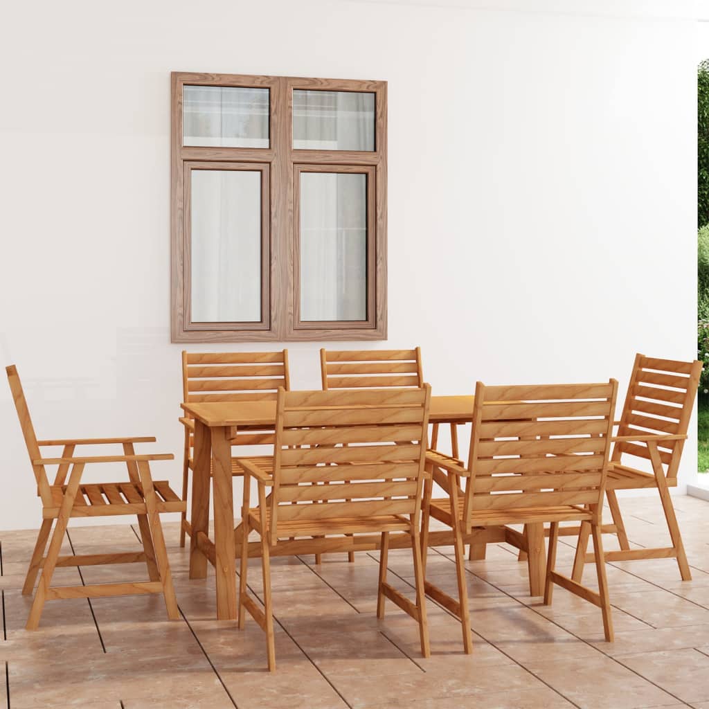 7 Piece Garden Dining Set Solid Acacia Wood