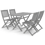 5 Piece Garden Dining Set Solid Acacia Wood Grey