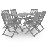 7 Piece Garden Dining Set Solid Acacia Wood Grey