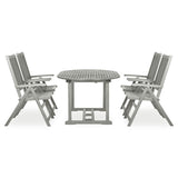 5 Piece Garden Dining Set Solid Acacia Wood Grey