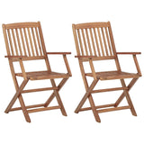 vidaXL Folding Outdoor Chairs 2 pcs Solid Acacia Wood