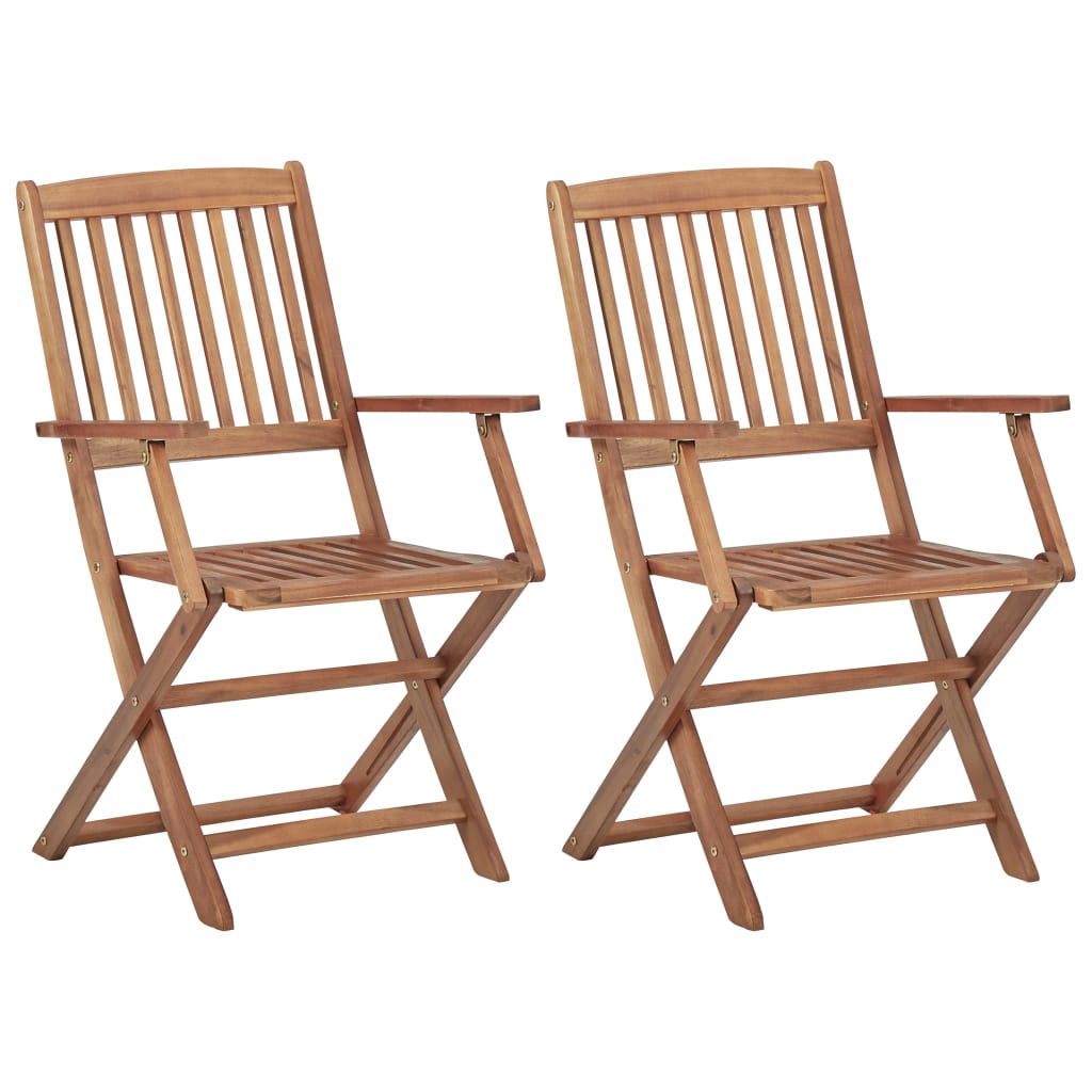 Folding Outdoor Chairs 2 pcs Solid Acacia Wood